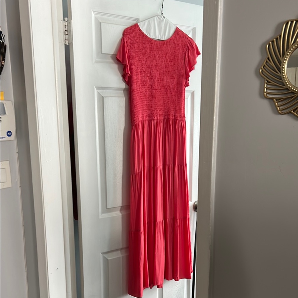 Pink Flutter Sleeve Maxi Sundress